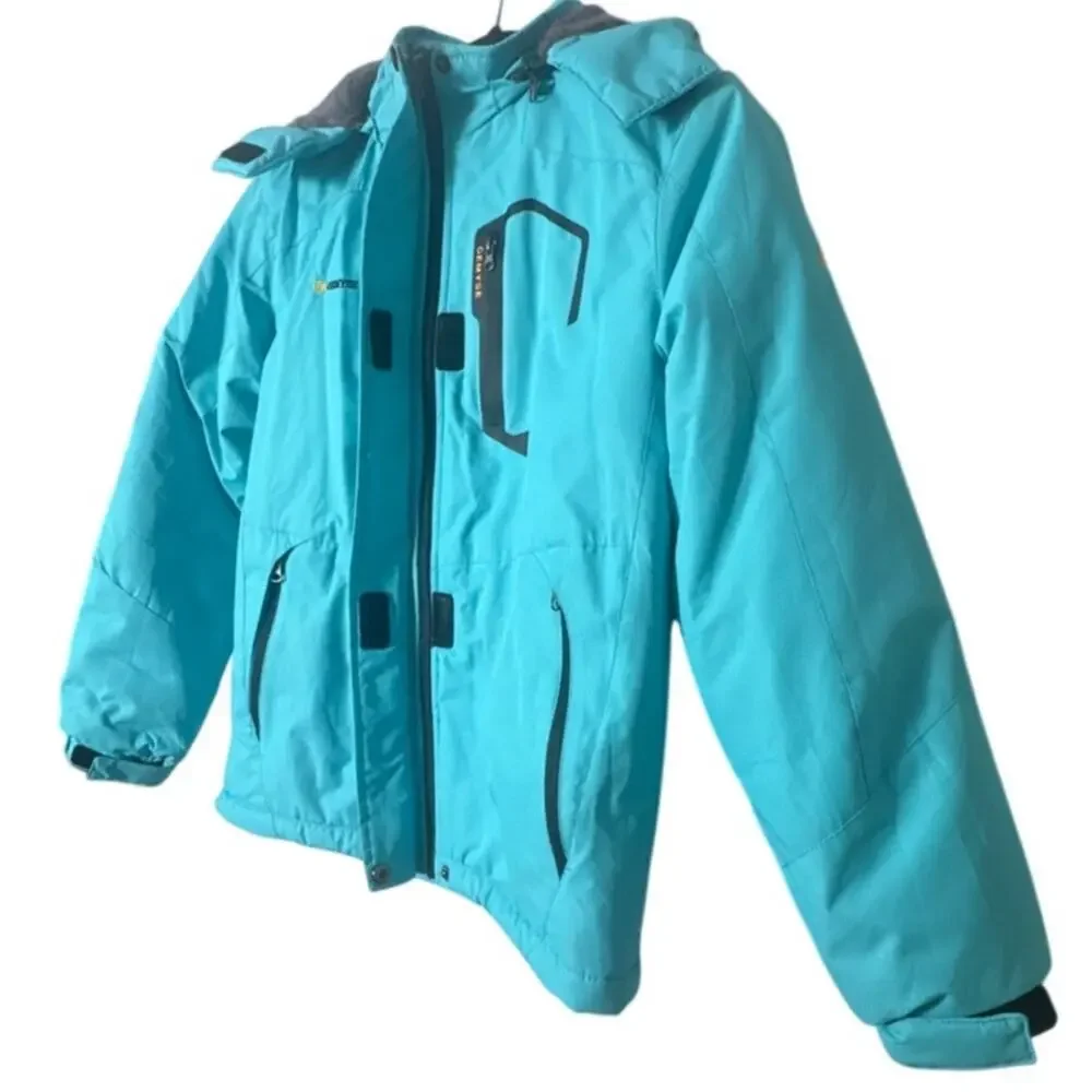 Gemyse Girls Waterproof‎ Winter Jacket Teal Blue Removable Hood Size 10/12